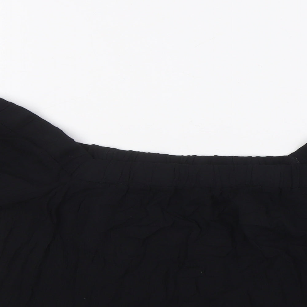ASOS Womens Black Viscose Basic Blouse Size 8 Square Neck - Peplum