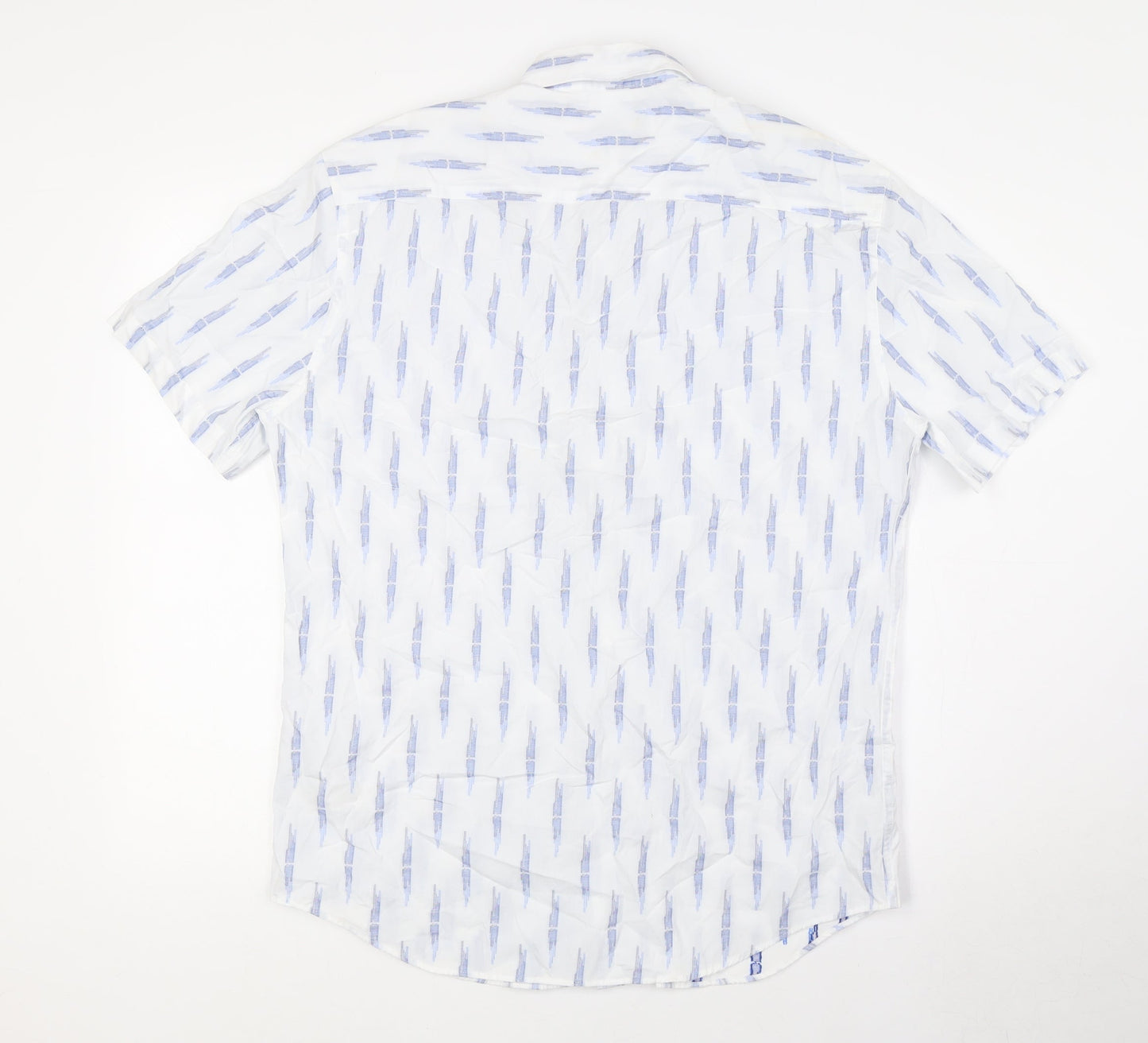 Marks and Spencer Mens White Cotton Button-Up Size L Collared Button