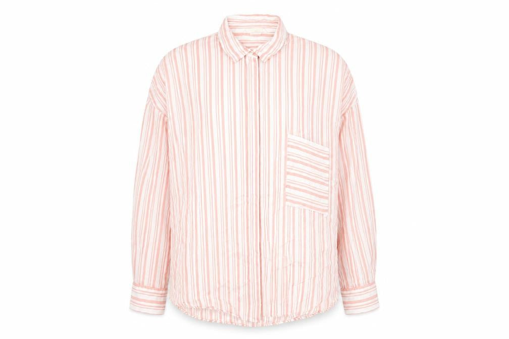 H&M Womens Pink Striped Viscose Basic Button-Up Size 4 Collared