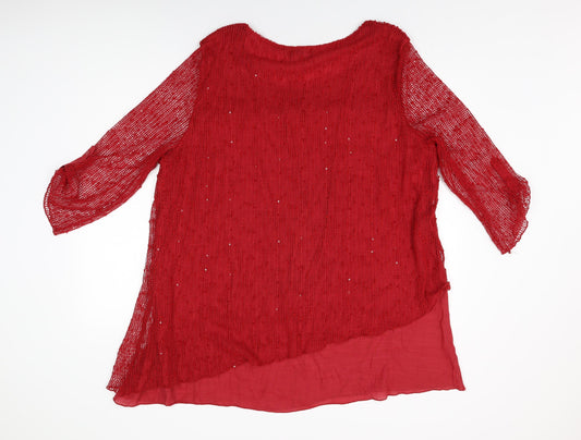 Klass Womens Red Viscose Basic T-Shirt Size 2XL Round Neck