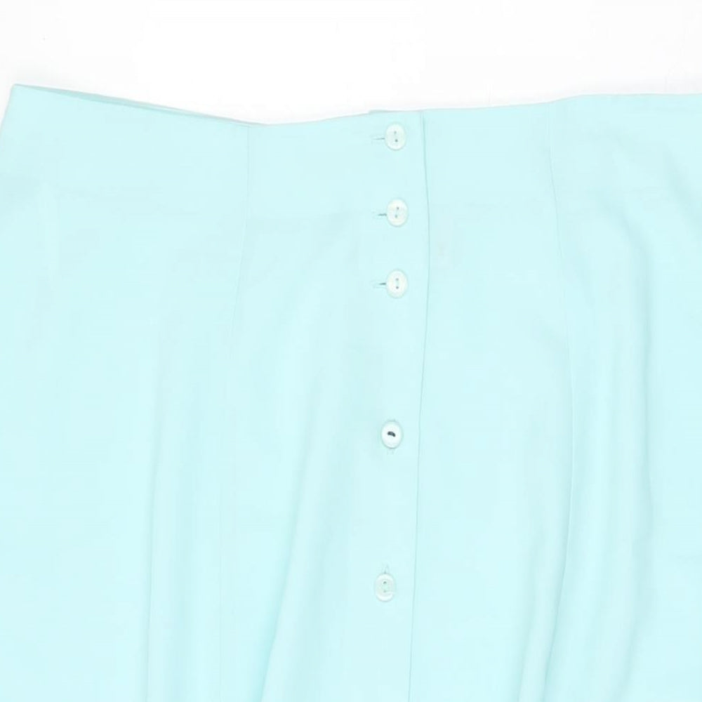 essence Womens Blue Polyester Swing Skirt Size 22 Button