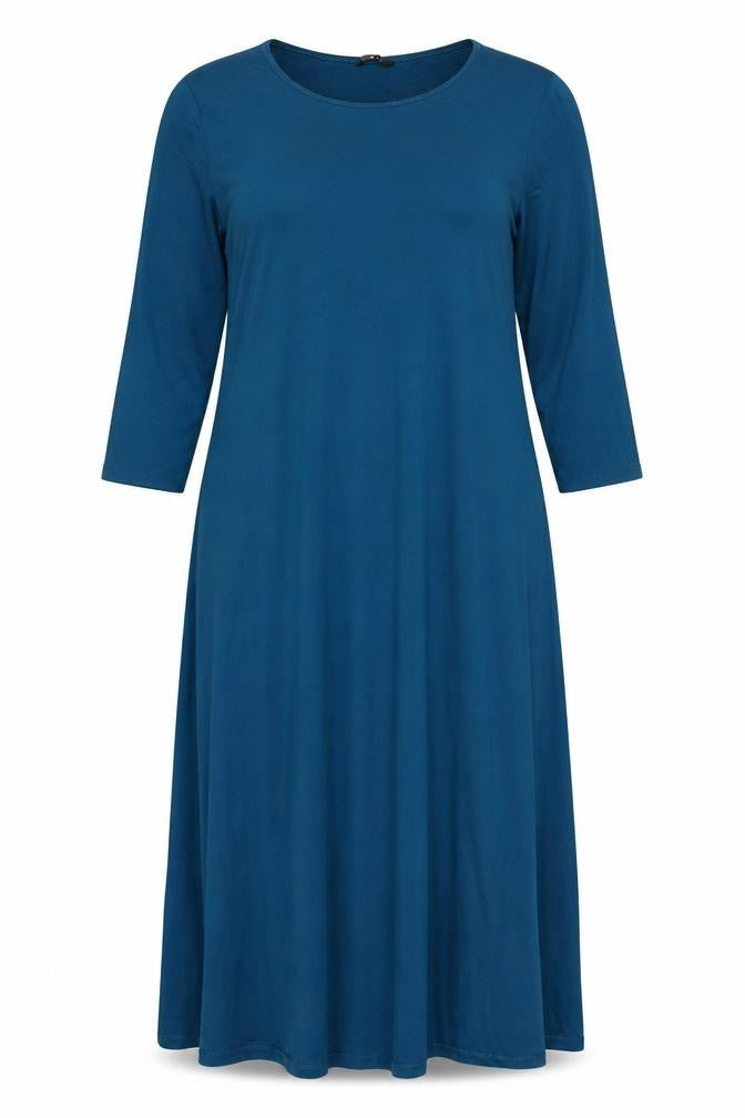 Front view of Roman women’s blue viscose a-line, size UK 16, round neck pullover