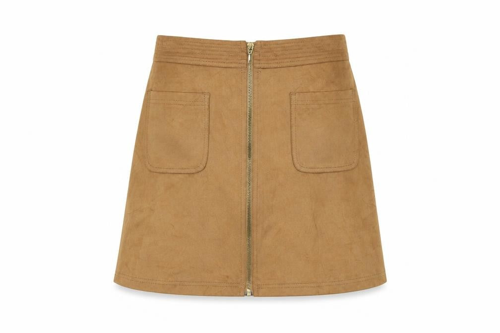Marks and Spencer Womens Brown Polyester A-Line Skirt Size 10 Zip