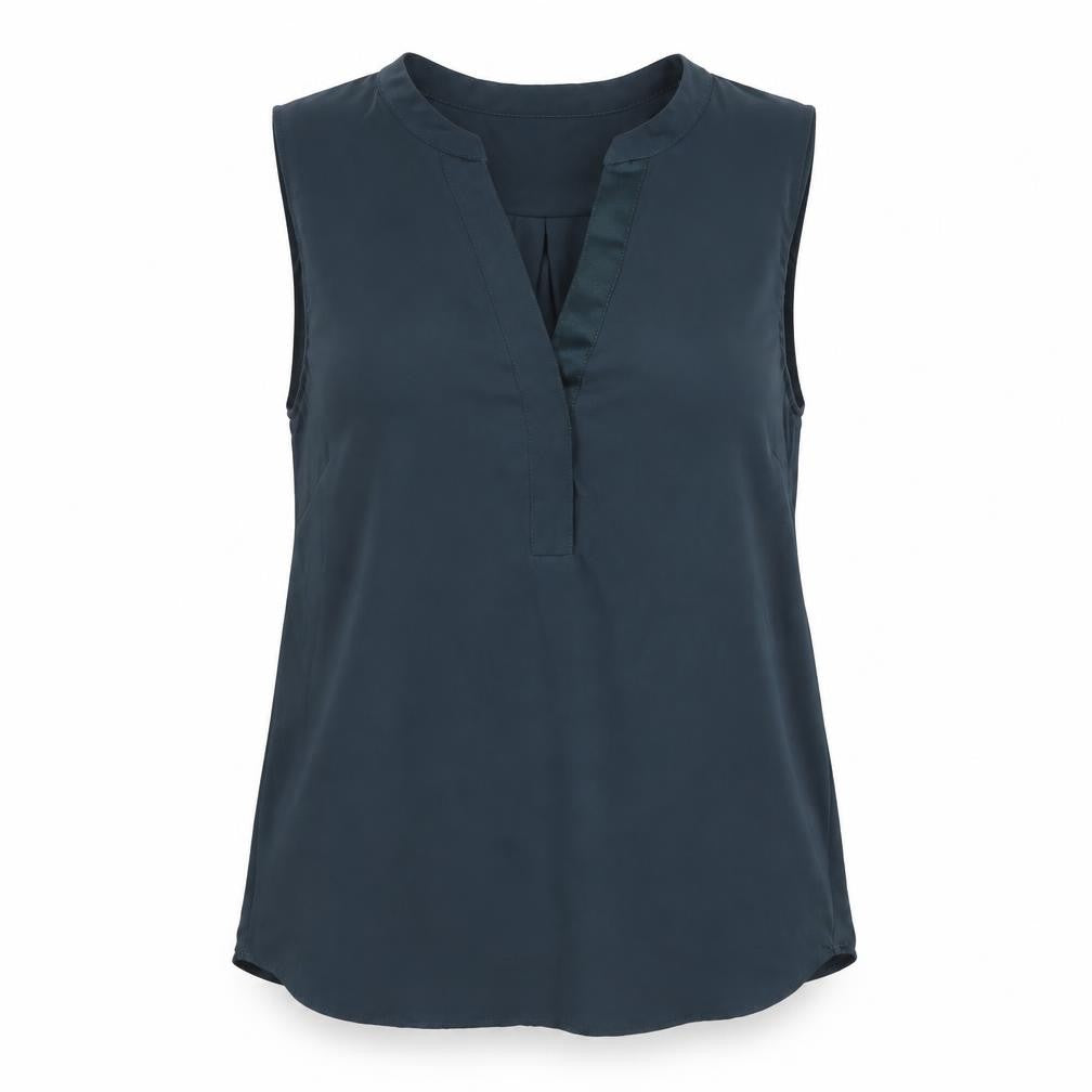 H&M Womens Blue Polyester Basic Blouse Size 6 V-Neck