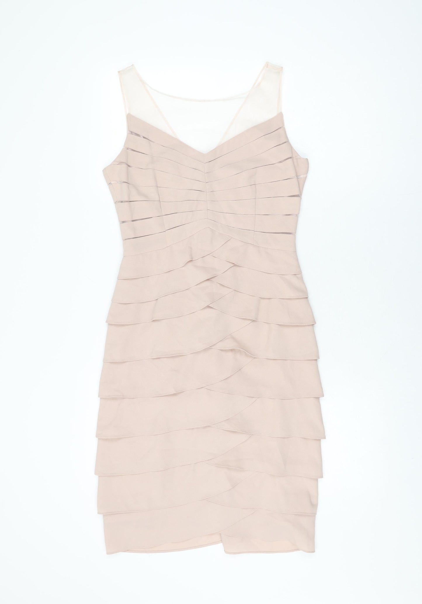 Phase Eight Womens Pink Polyester Bodycon Size 8 Round Neck Zip