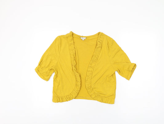 Klass Womens Yellow Viscose Cropped T-Shirt Size M V-Neck