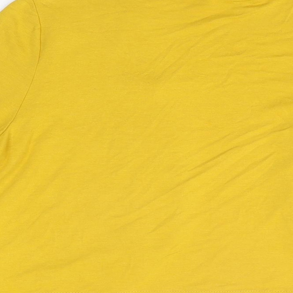 Klass Womens Yellow Viscose Cropped T-Shirt Size M V-Neck