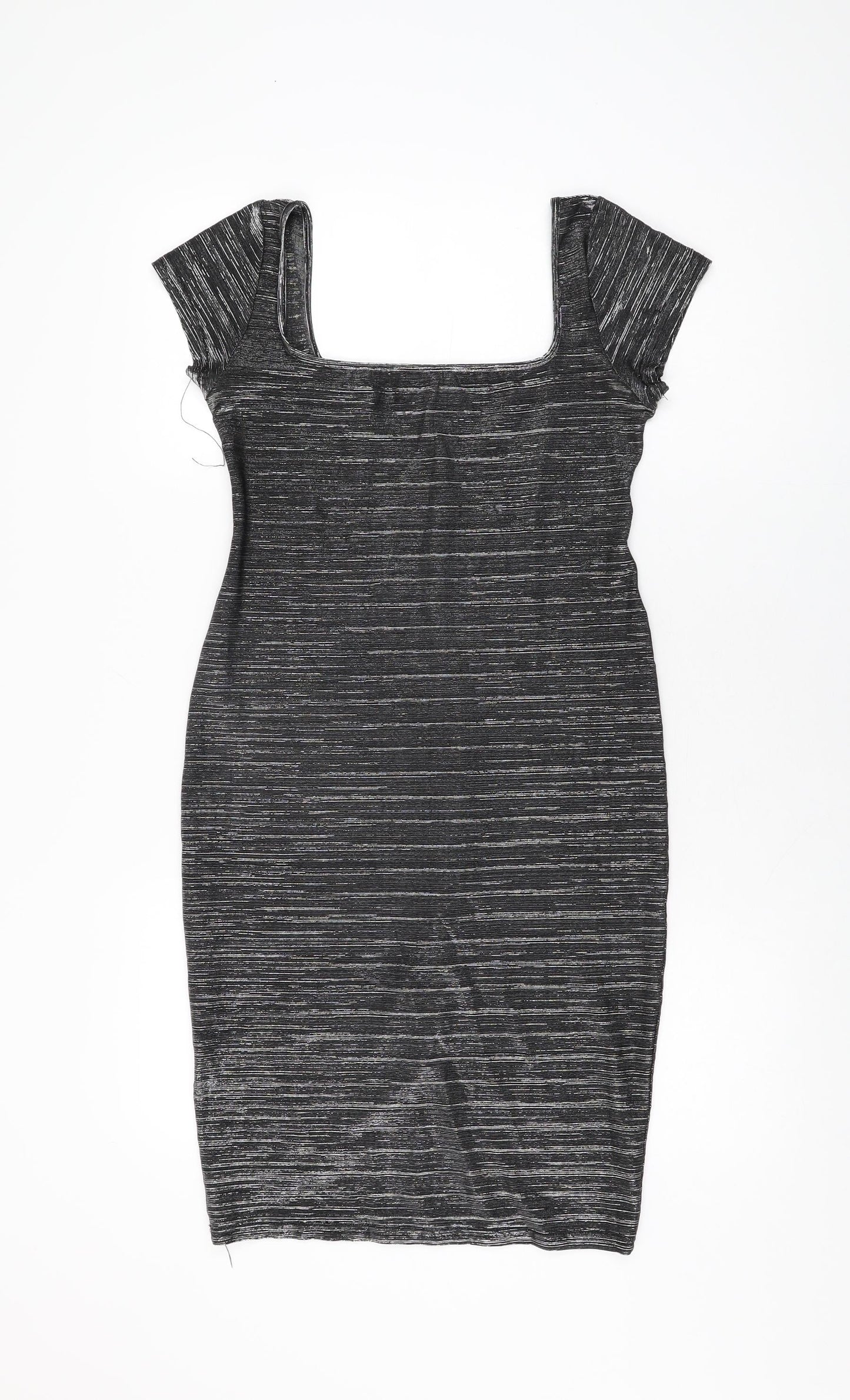 Cinnamon Womens Grey Acetate Bodycon Size M Square Neck Pullover
