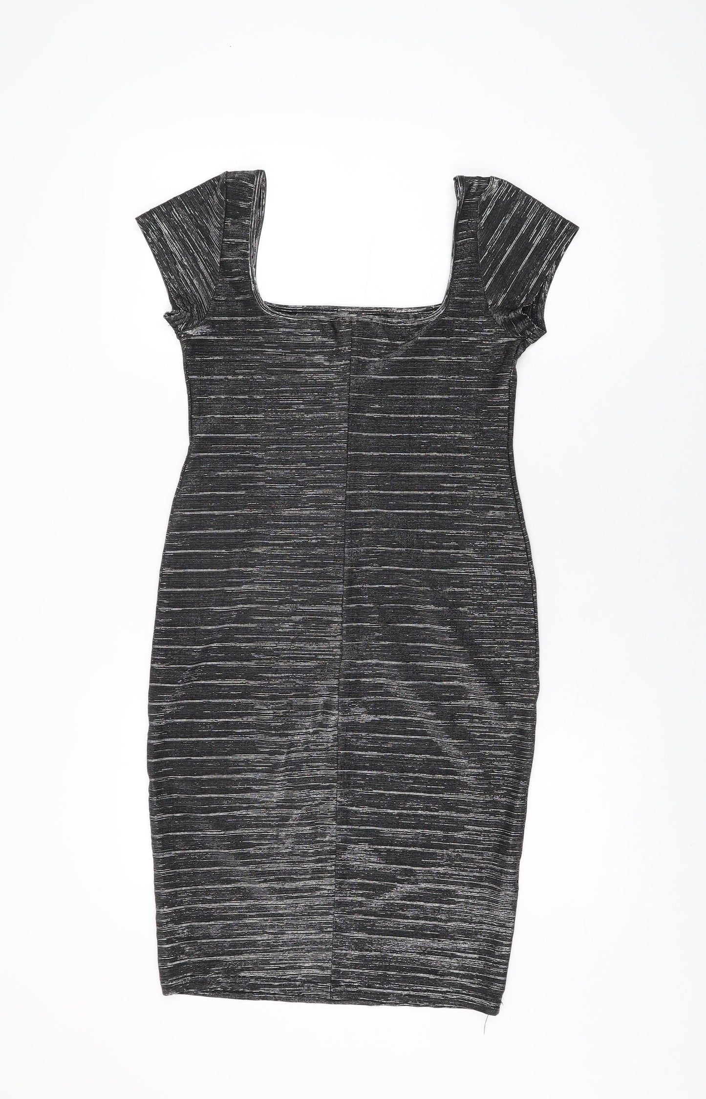 Cinnamon Womens Grey Acetate Bodycon Size M Square Neck Pullover