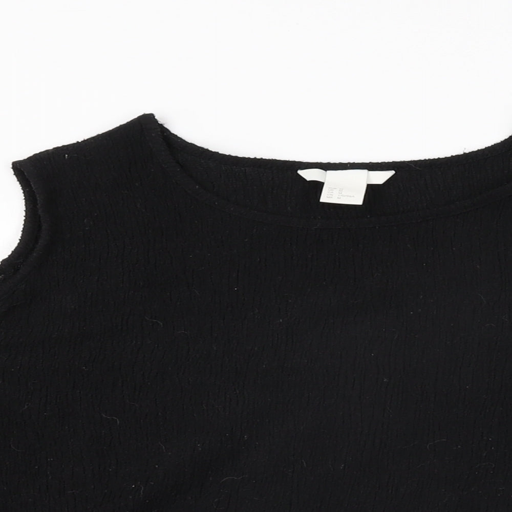 H&M Womens Black Polyester Basic T-Shirt Size M Round Neck