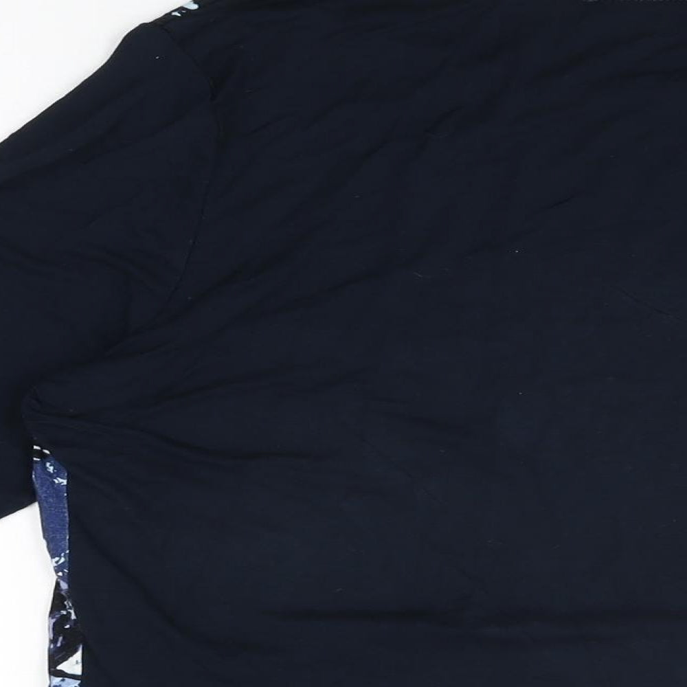 Anna Rose Womens Blue Geometric Viscose Basic T-Shirt Size L Round Neck