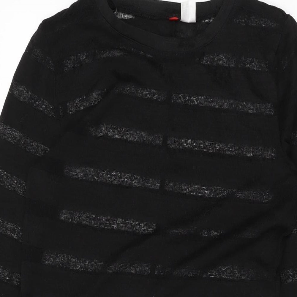 H&M Womens Black Viscose Bodycon Size S Round Neck Pullover