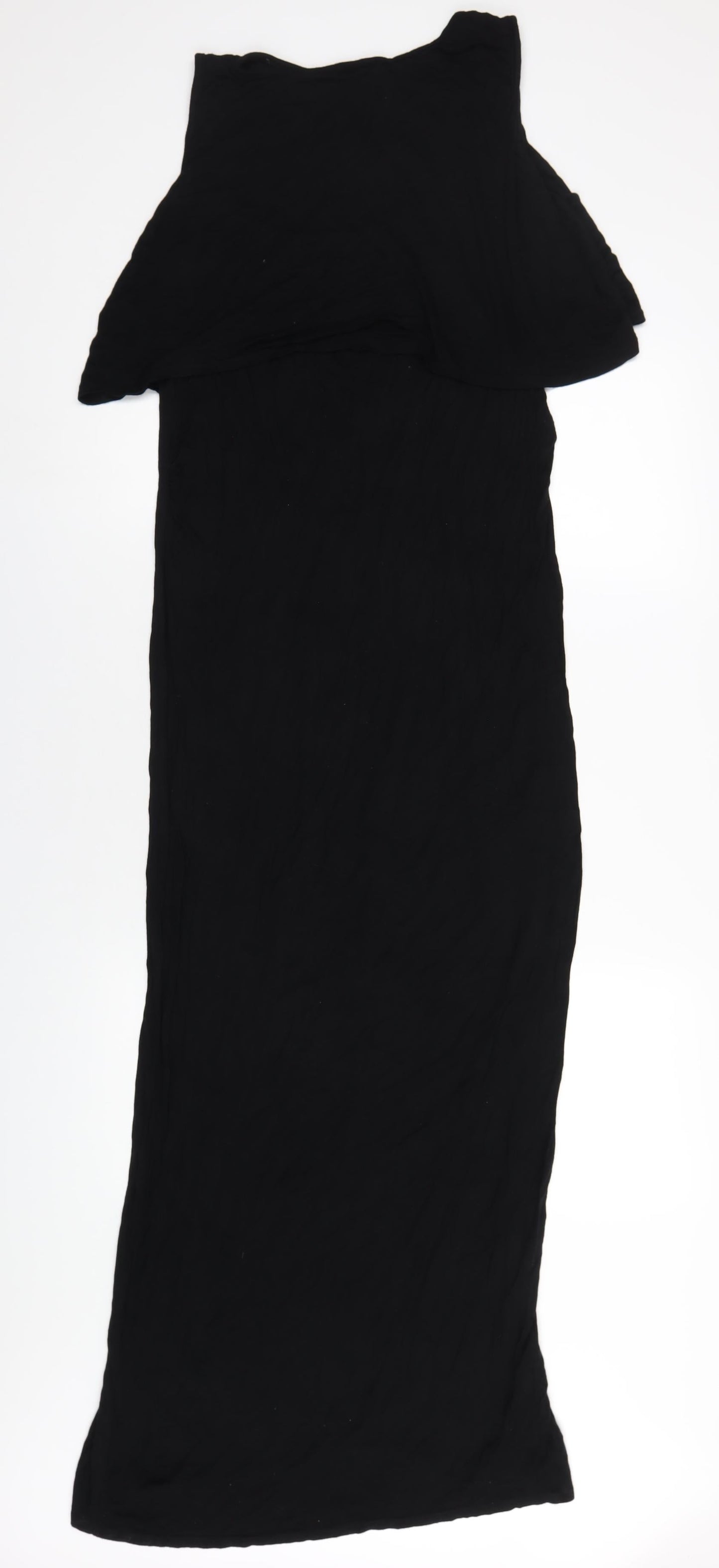 Boohoo Womens Black Viscose Maxi Size 16 Round Neck Pullover