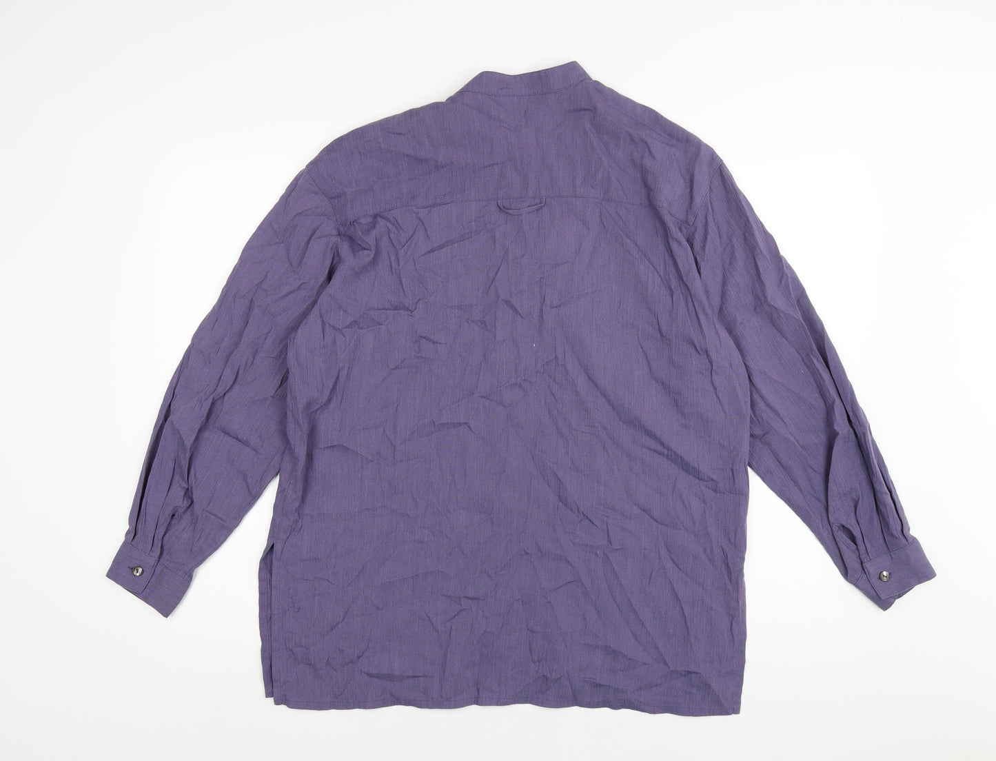 Country Casuals Womens Purple Modal Basic Button-Up Size L Round Neck