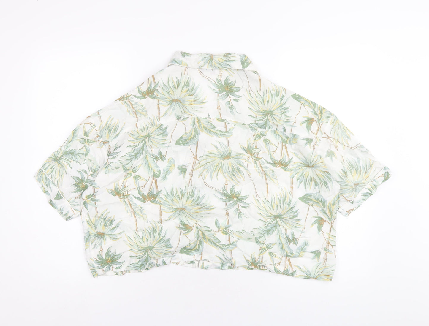Topshop Womens Multicoloured Geometric Viscose Cropped Button-Up Size S Collared