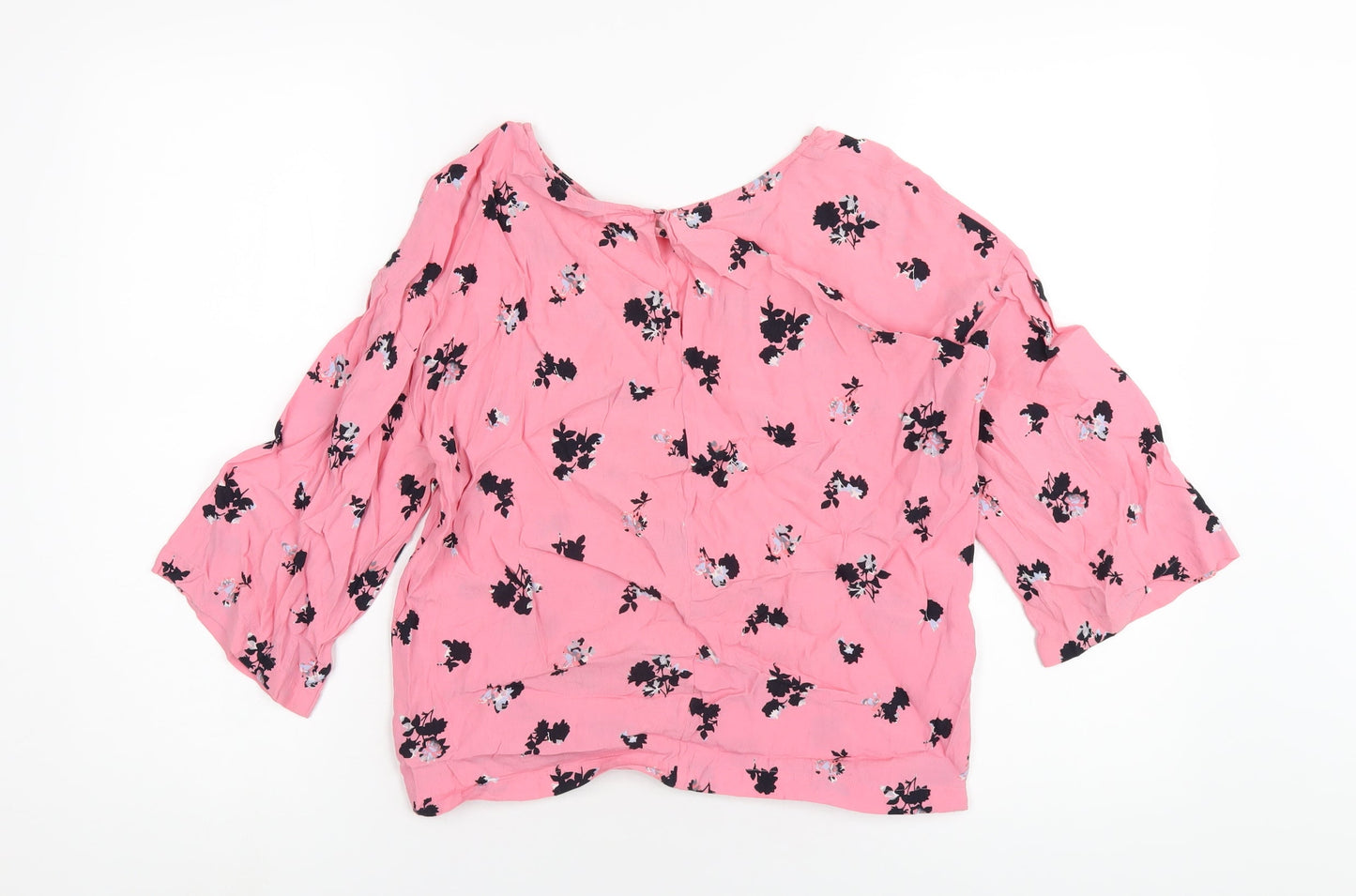 NEXT Womens Pink Geometric Viscose Basic T-Shirt Size 8 Round Neck