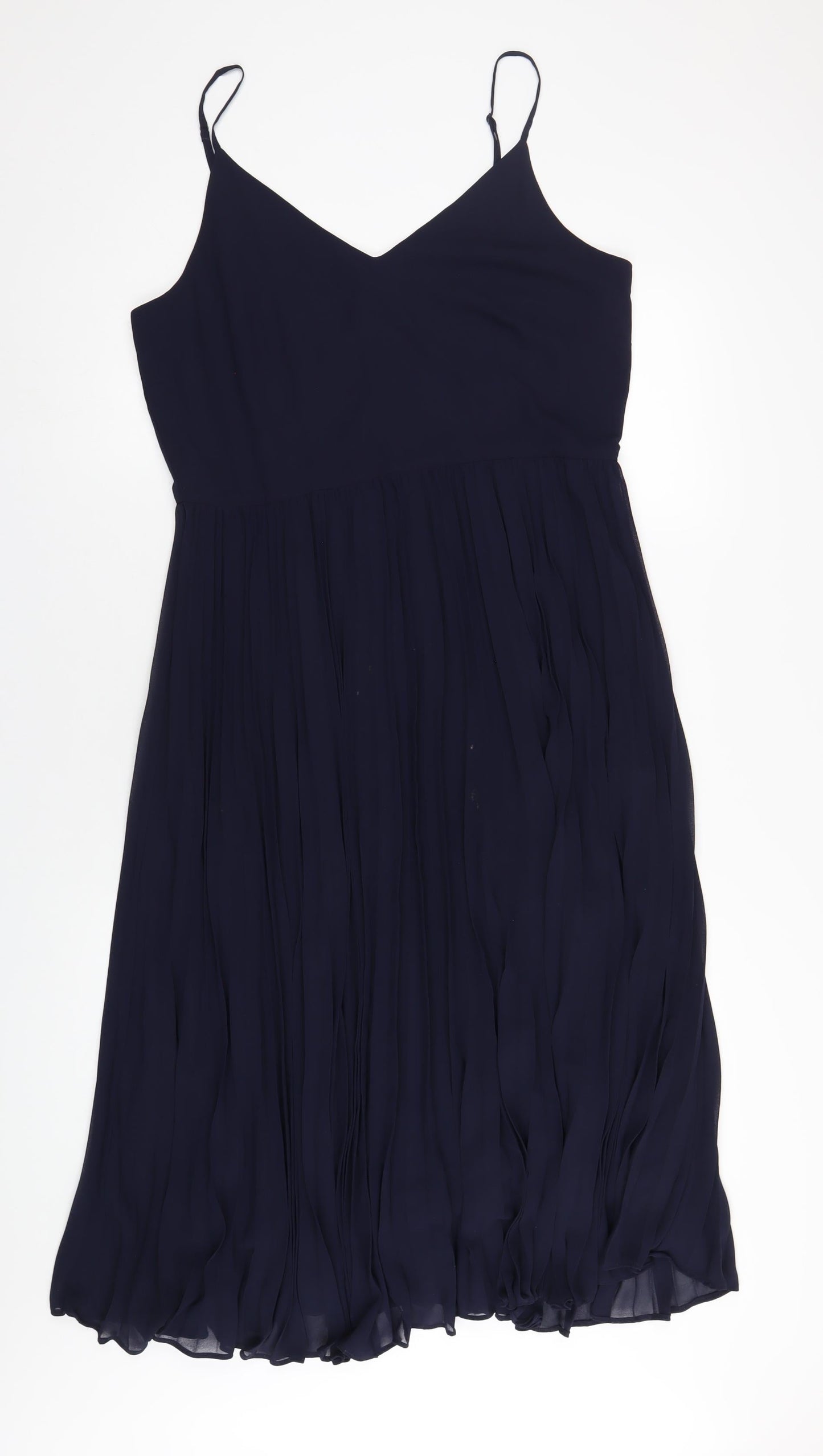Roman Womens Blue Polyester A-Line Size 16 V-Neck Zip