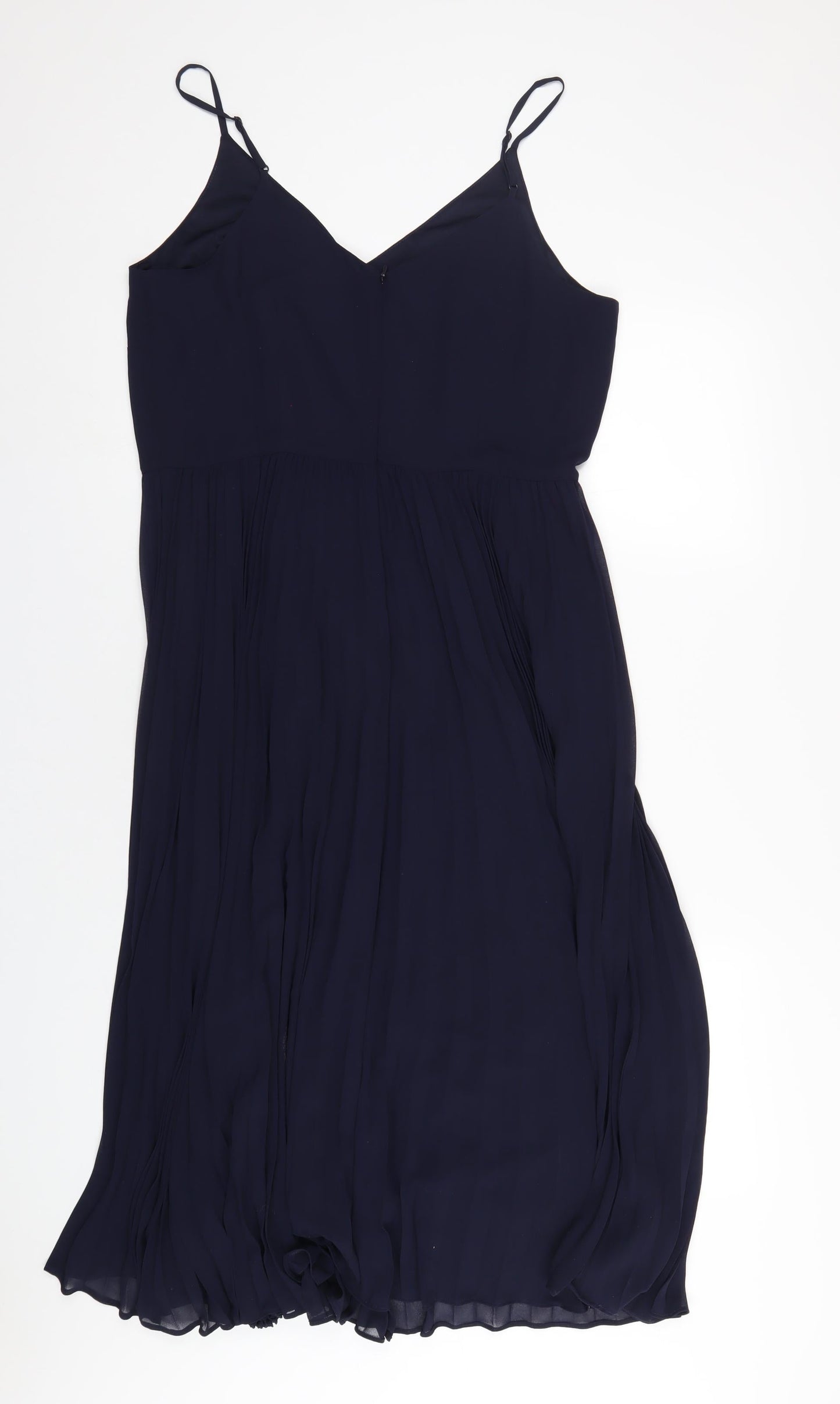 Roman Womens Blue Polyester A-Line Size 16 V-Neck Zip