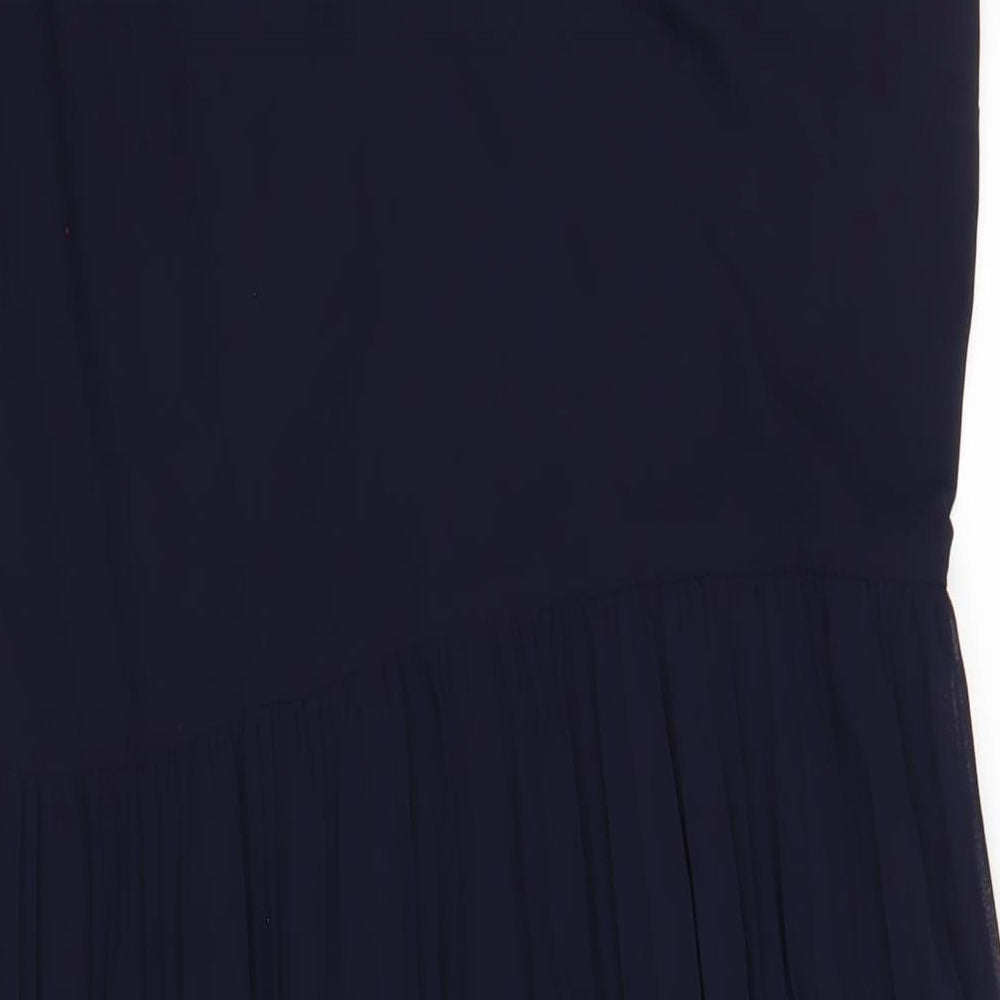 Roman Womens Blue Polyester A-Line Size 16 V-Neck Zip