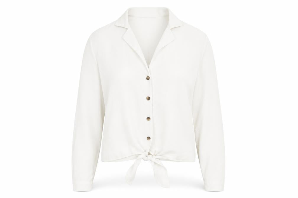 Miss Selfridge Womens White Polyester Basic Button-Up Size 8 Collared