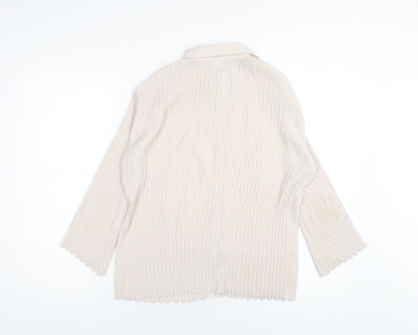 Nicola Womens Ivory Polyester Basic Button-Up Size M Collared