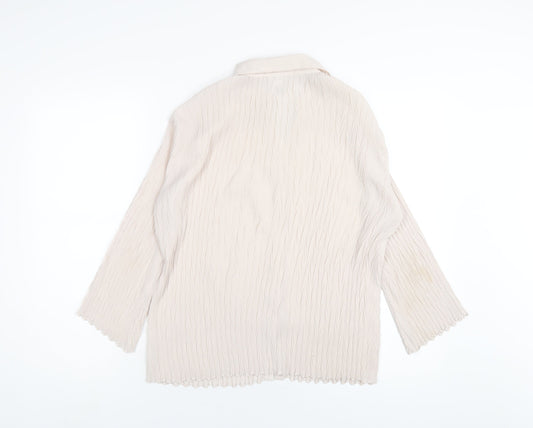 Nicola Womens Ivory Polyester Basic Button-Up Size M Collared