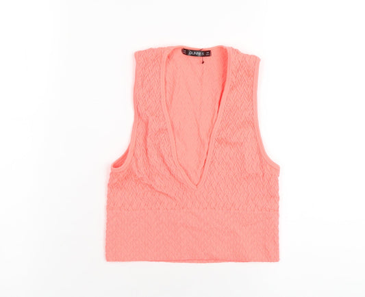 Dunnes Stores Womens Orange Polyamide Cropped Tank Size XS V-Neck
