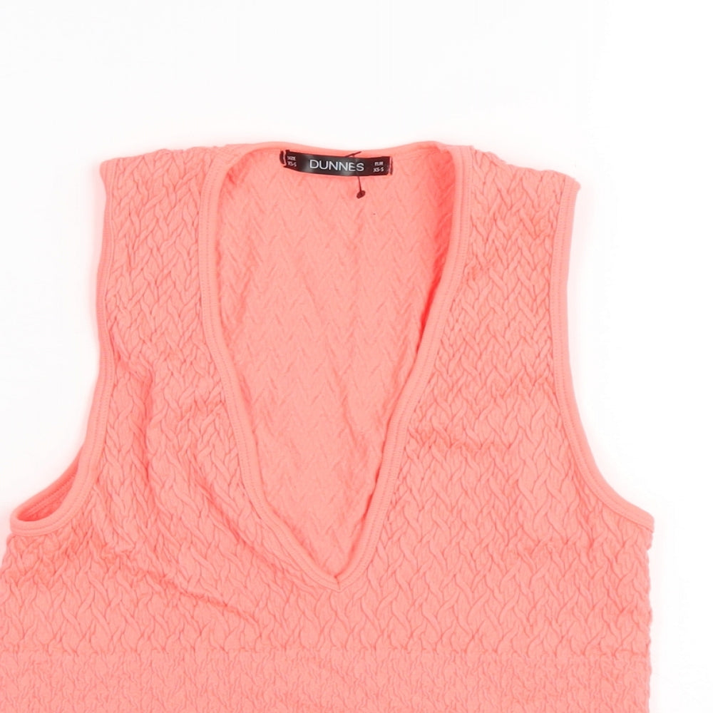 Dunnes Stores Womens Orange Polyamide Cropped Tank Size XS V-Neck