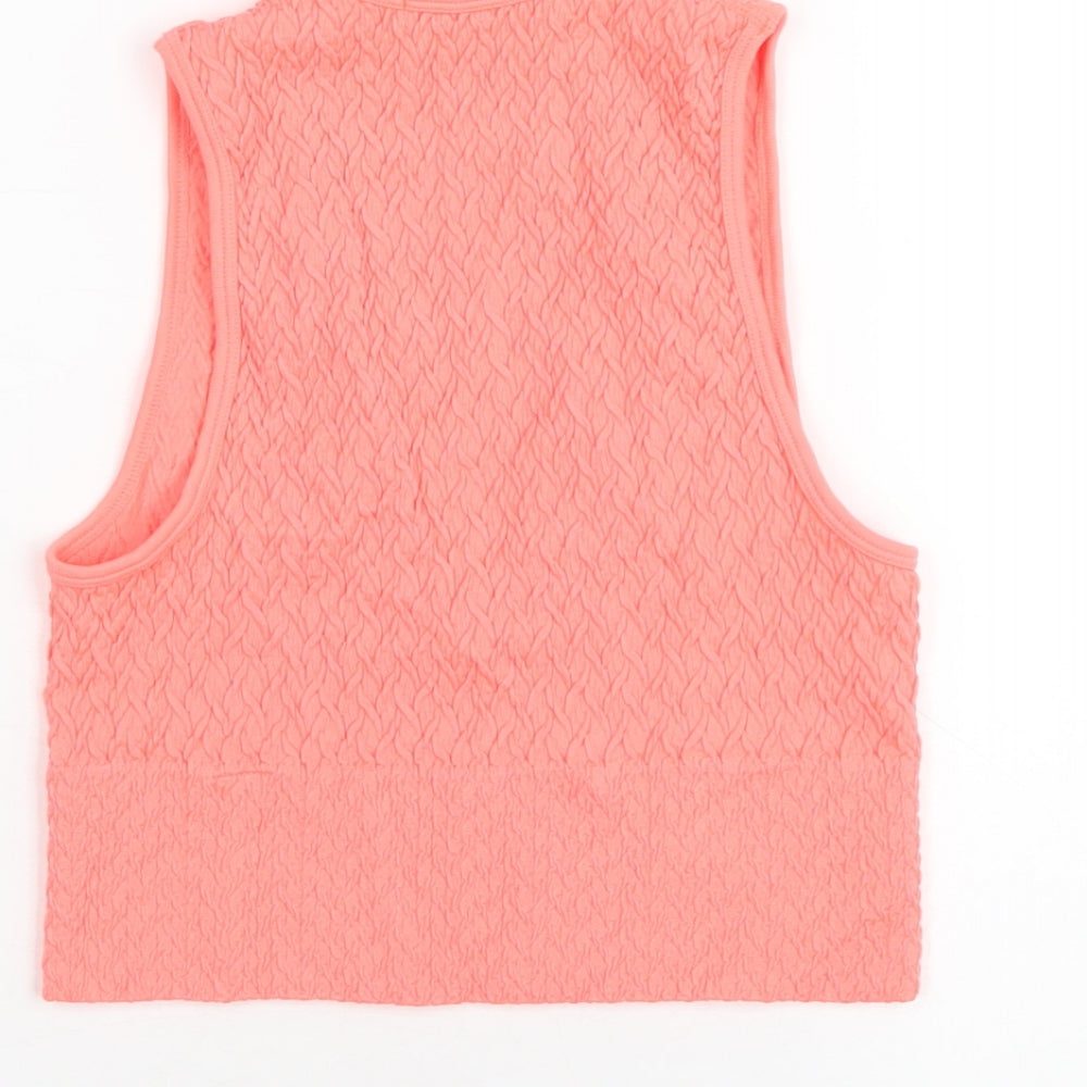 Dunnes Stores Womens Orange Polyamide Cropped Tank Size XS V-Neck