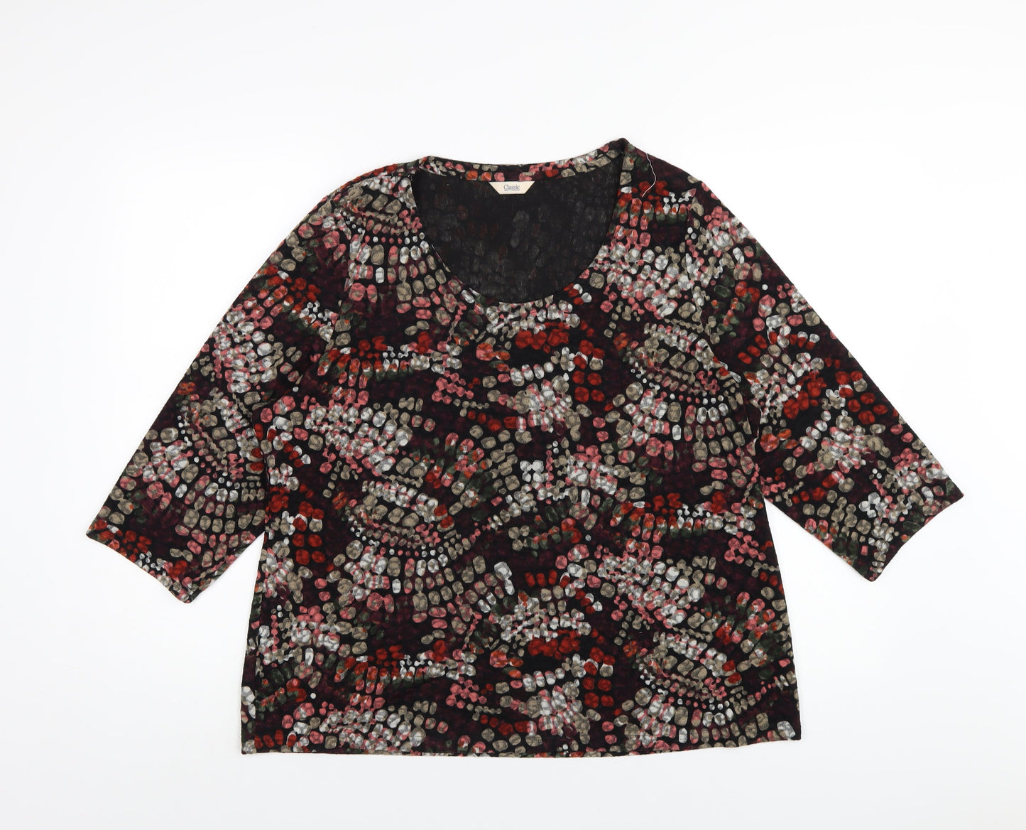 Classic Womens Multicoloured Geometric Polyester Basic T-Shirt Size 18 Round Neck