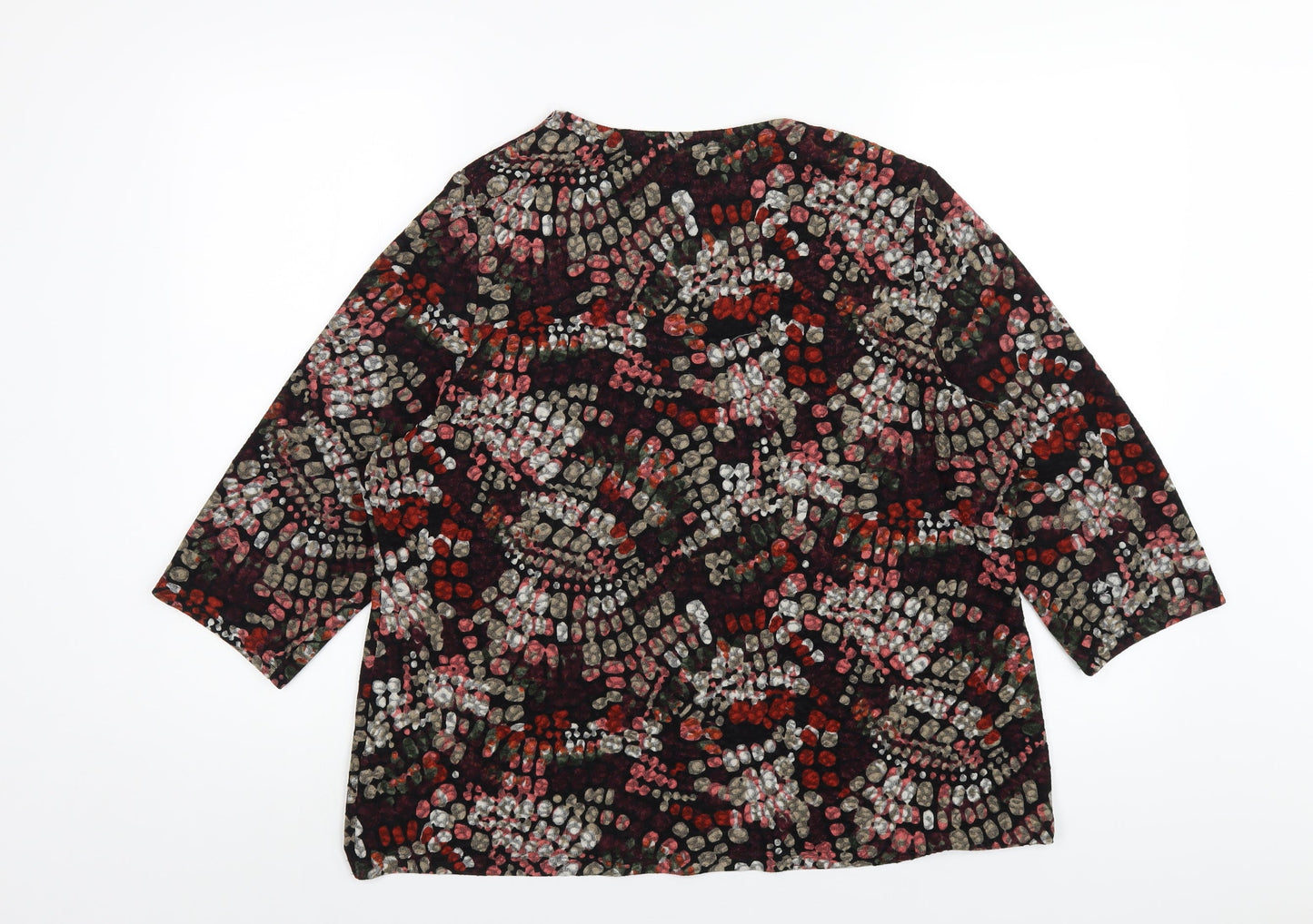 Classic Womens Multicoloured Geometric Polyester Basic T-Shirt Size 18 Round Neck