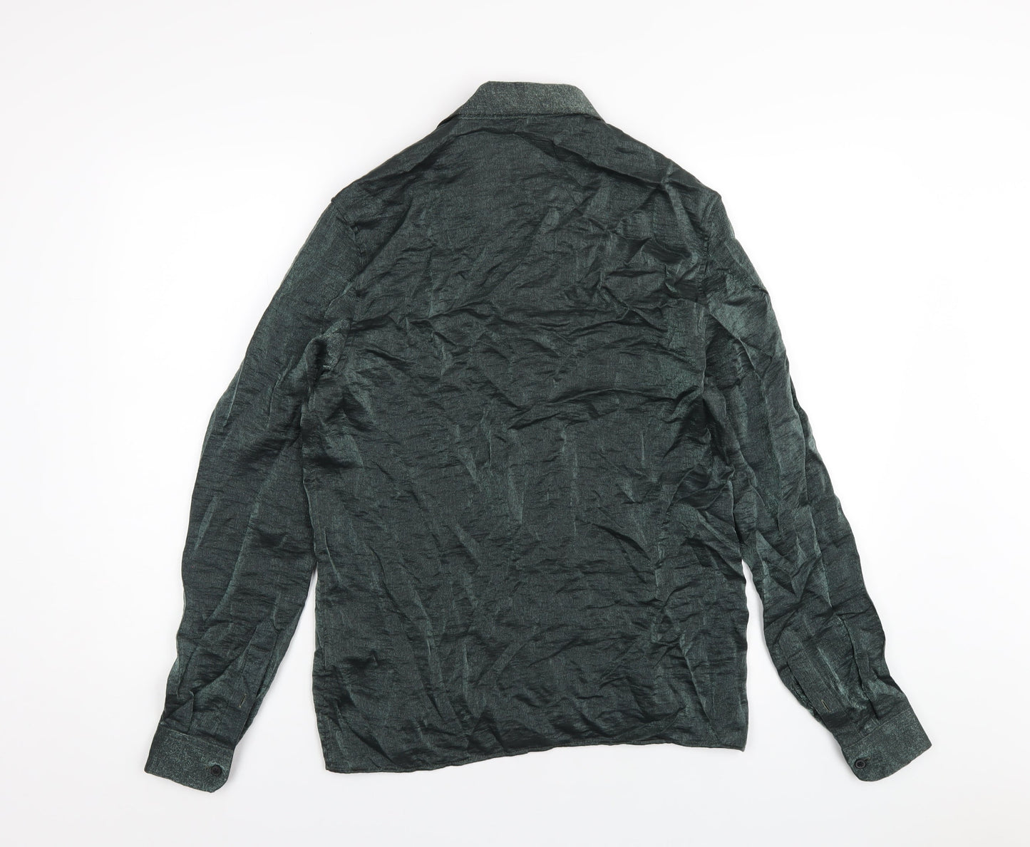 Topman Mens Green Viscose Button-Up Size XS Collared Button