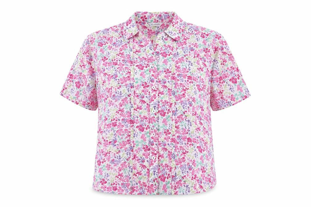 Marks and Spencer Womens Multicoloured Floral Cotton Basic Button-Up Size 12 Collared