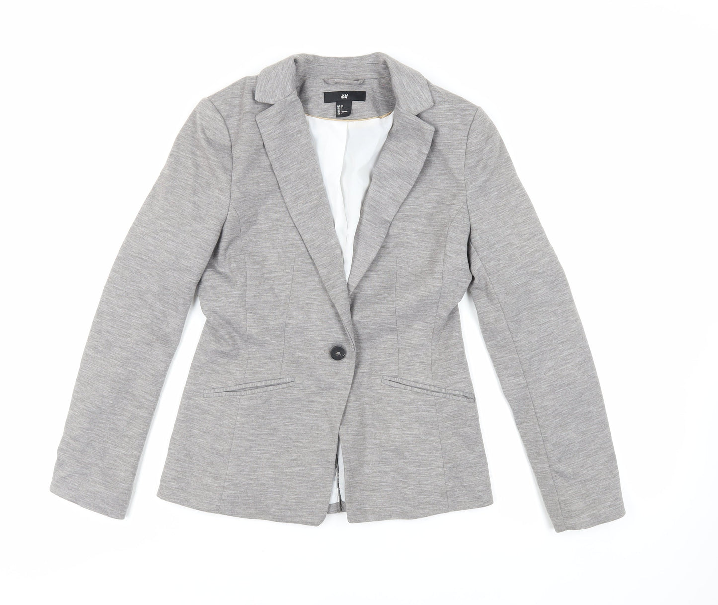 H&M Womens Grey Jacket Blazer Size 8 Button