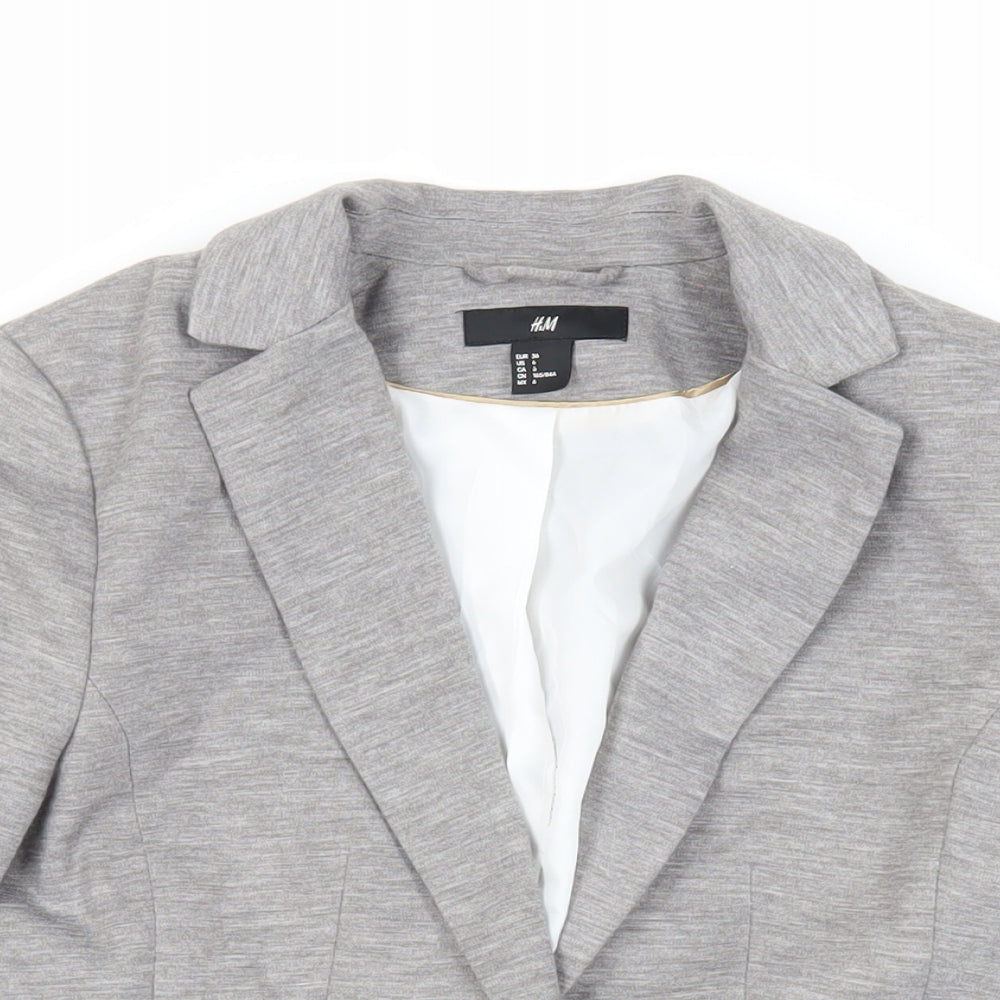 H&M Womens Grey Jacket Blazer Size 8 Button