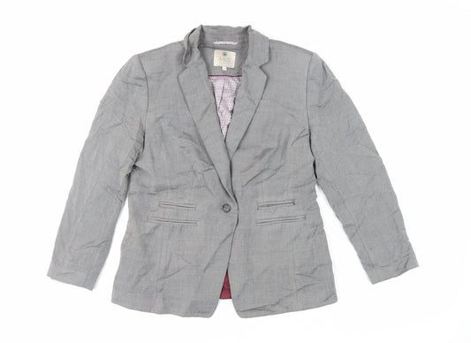 Marks and Spencer Womens Grey Jacket Blazer Size 14 Button