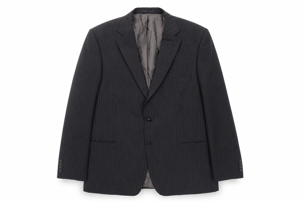 Marks and Spencer Mens Black Striped Polyester Jacket Suit Jacket Size 46 Regular