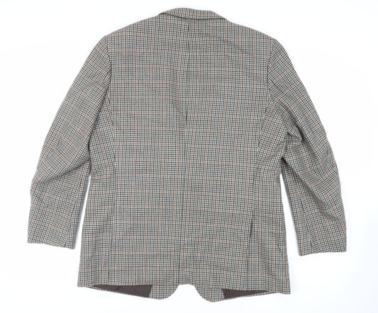 St Michael Mens Grey Geometric Wool Jacket Blazer Size 46 Regular - Vintage