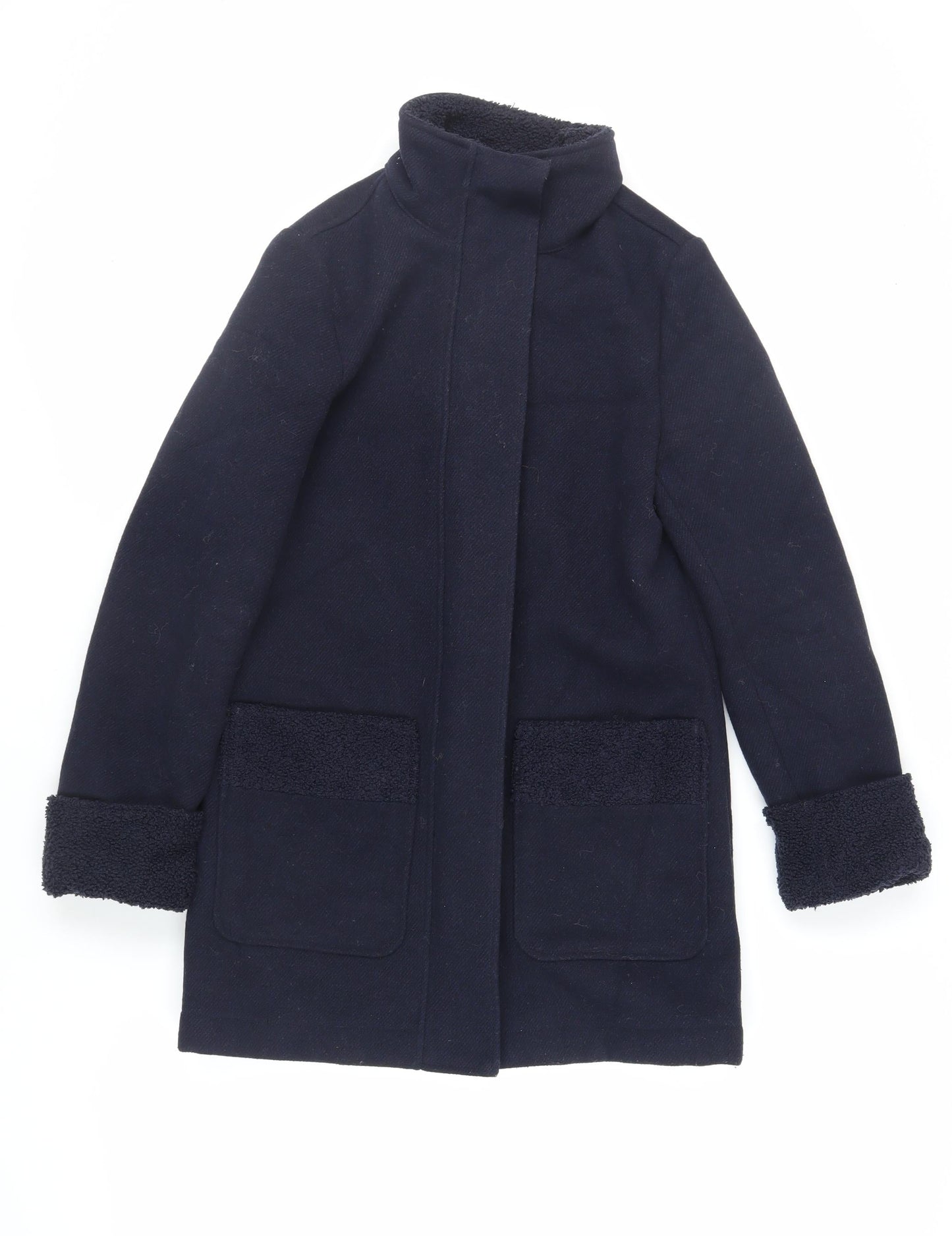 Marks and Spencer Womens Blue Overcoat Coat Size 6 Zip