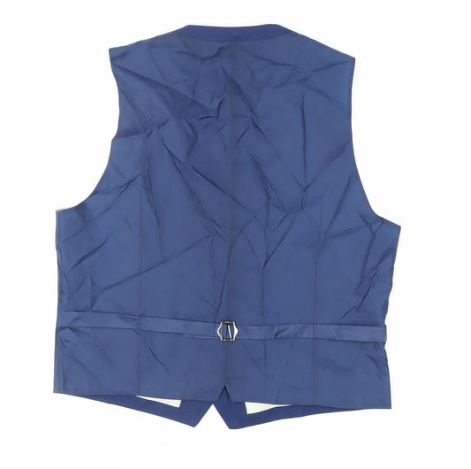 Burton Mens Blue Polyester Jacket Suit Waistcoat Size 44 Regular