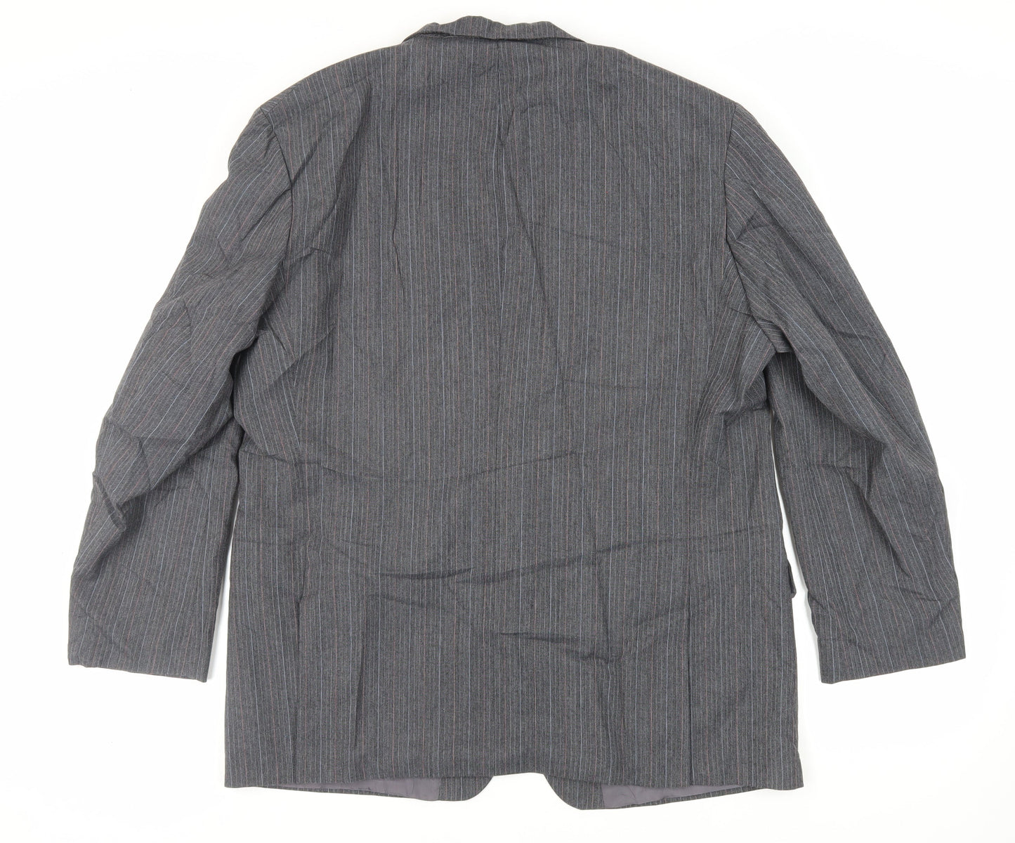 St Michael Mens Grey Striped Polyester Jacket Suit Jacket Size 46 Regular - Vintage