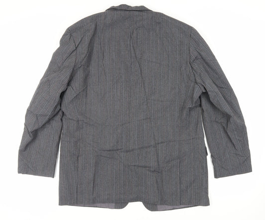St Michael Mens Grey Striped Polyester Jacket Suit Jacket Size 46 Regular - Vintage