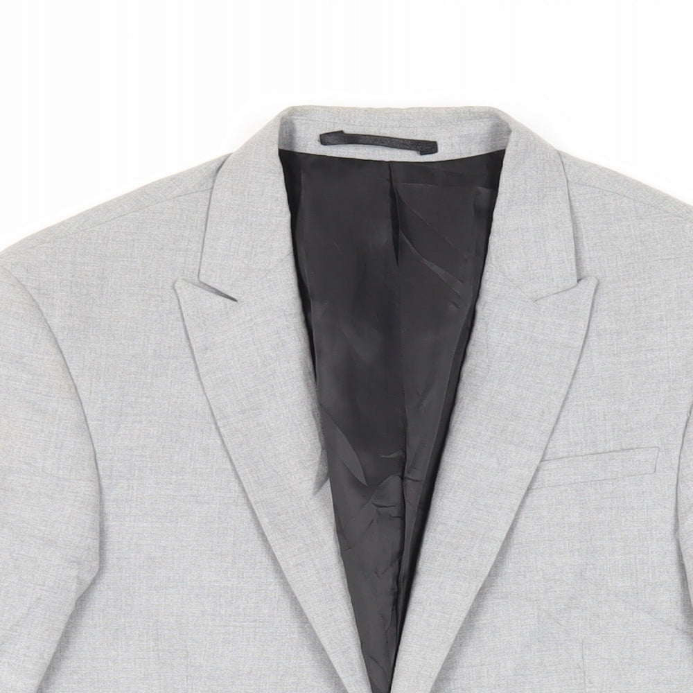 ASOS Mens Grey Polyester Jacket Suit Jacket Size 34 Regular