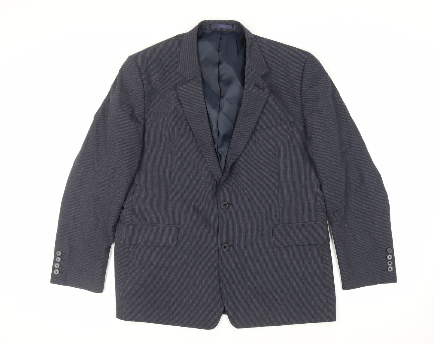 Hammond & Co. Mens Blue Striped Wool Jacket Suit Jacket Size 46 Regular