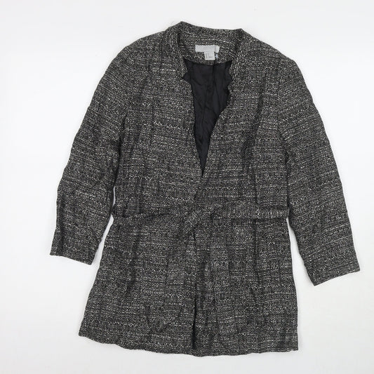 H&M Womens Black Kimono Coat Size 6 Tie