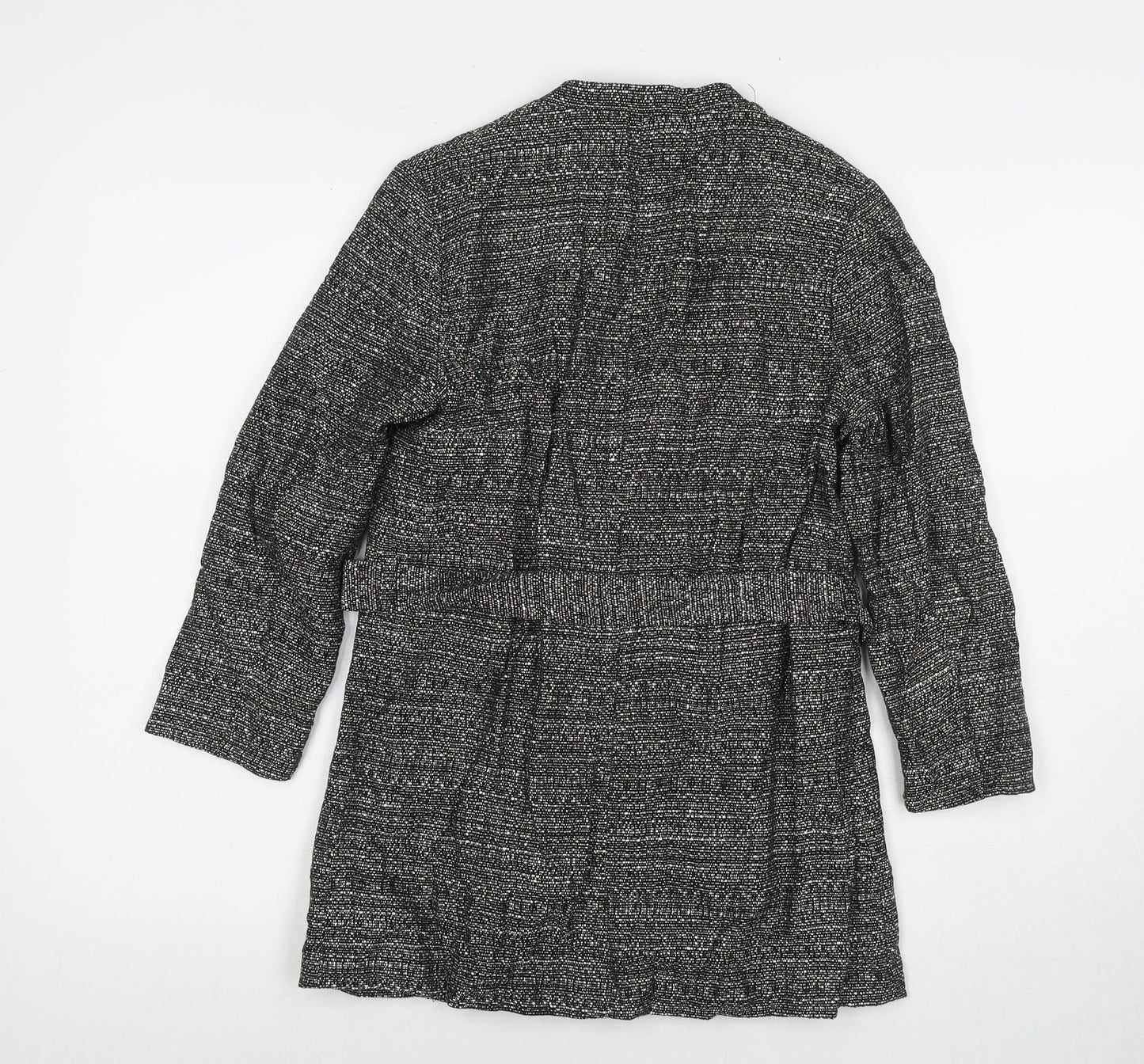 H&M Womens Black Kimono Coat Size 6 Tie