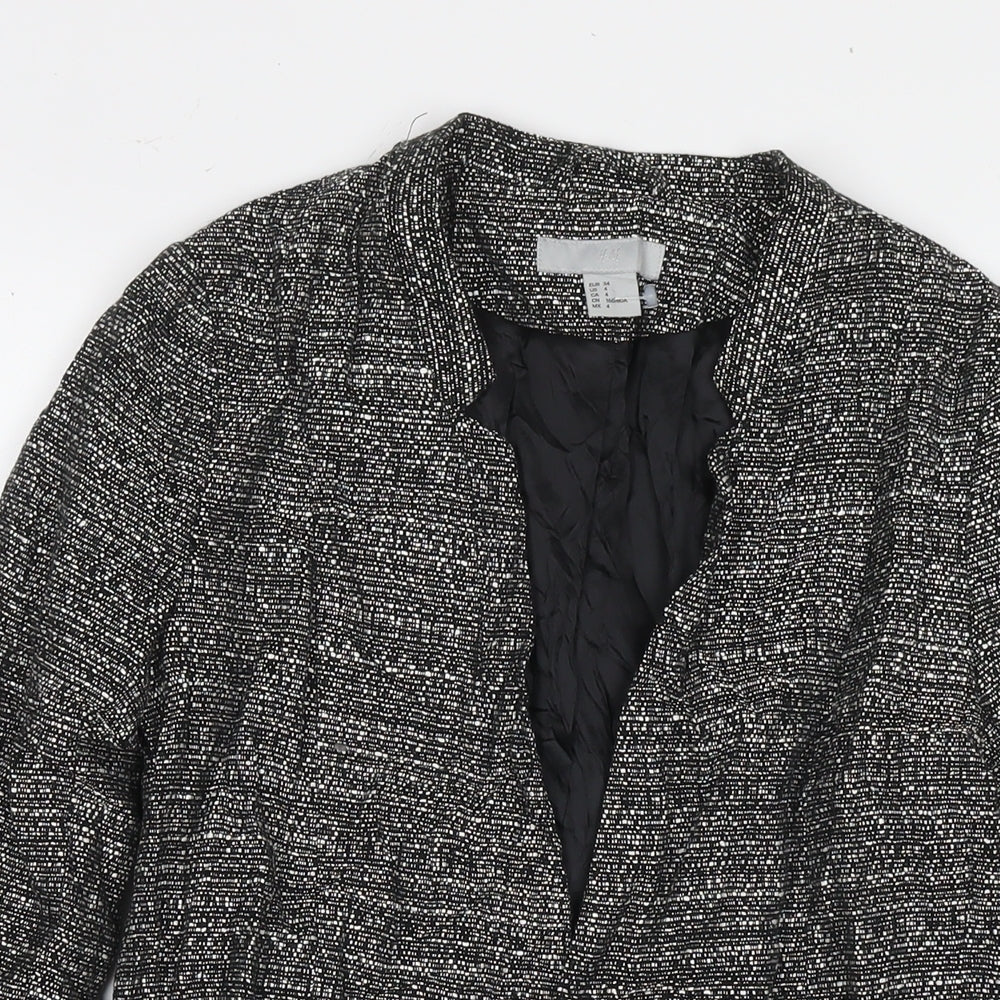H&M Womens Black Kimono Coat Size 6 Tie