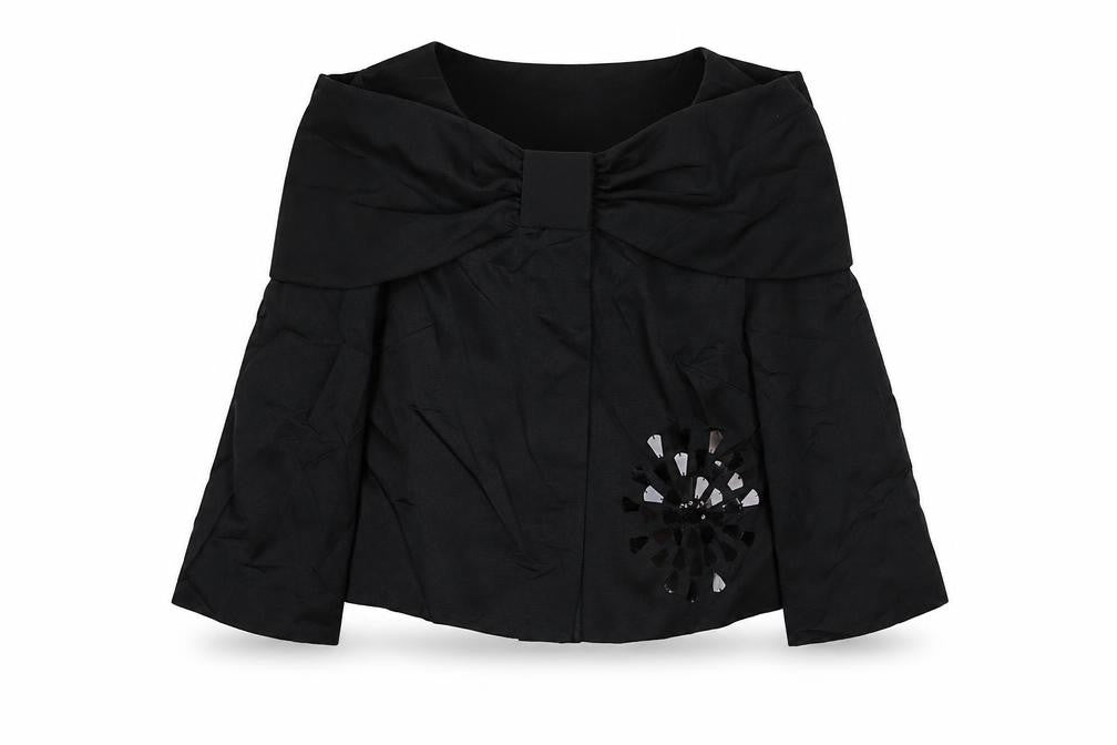 Front view of Autograph women’s black jacket blazer, size UK 12, snap