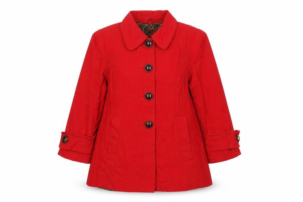 Angel Falls Womens Red Pea Coat Coat Size 14 Button
