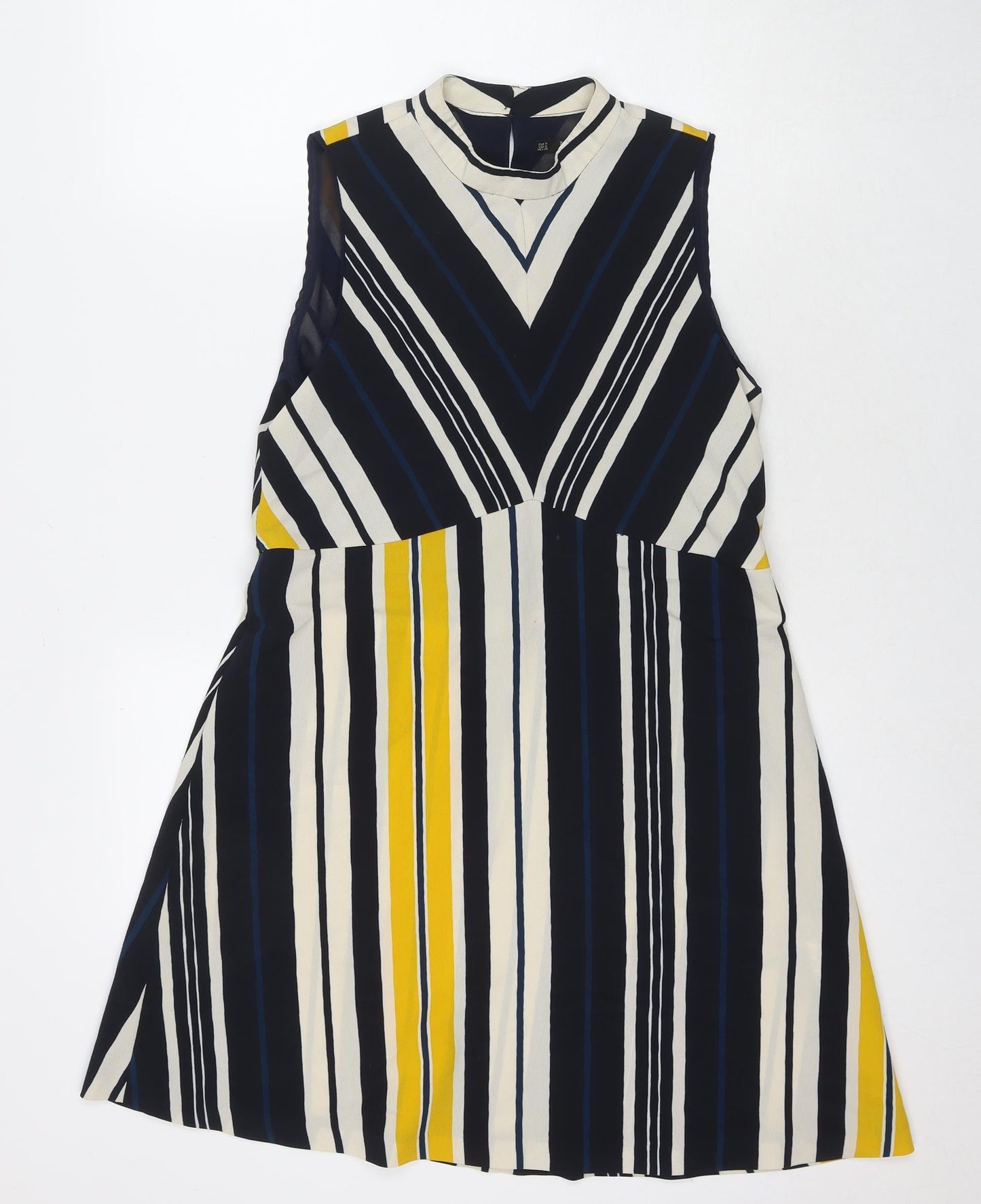 Zara Womens Multicoloured Striped Polyester A-Line Size S Round Neck Pullover
